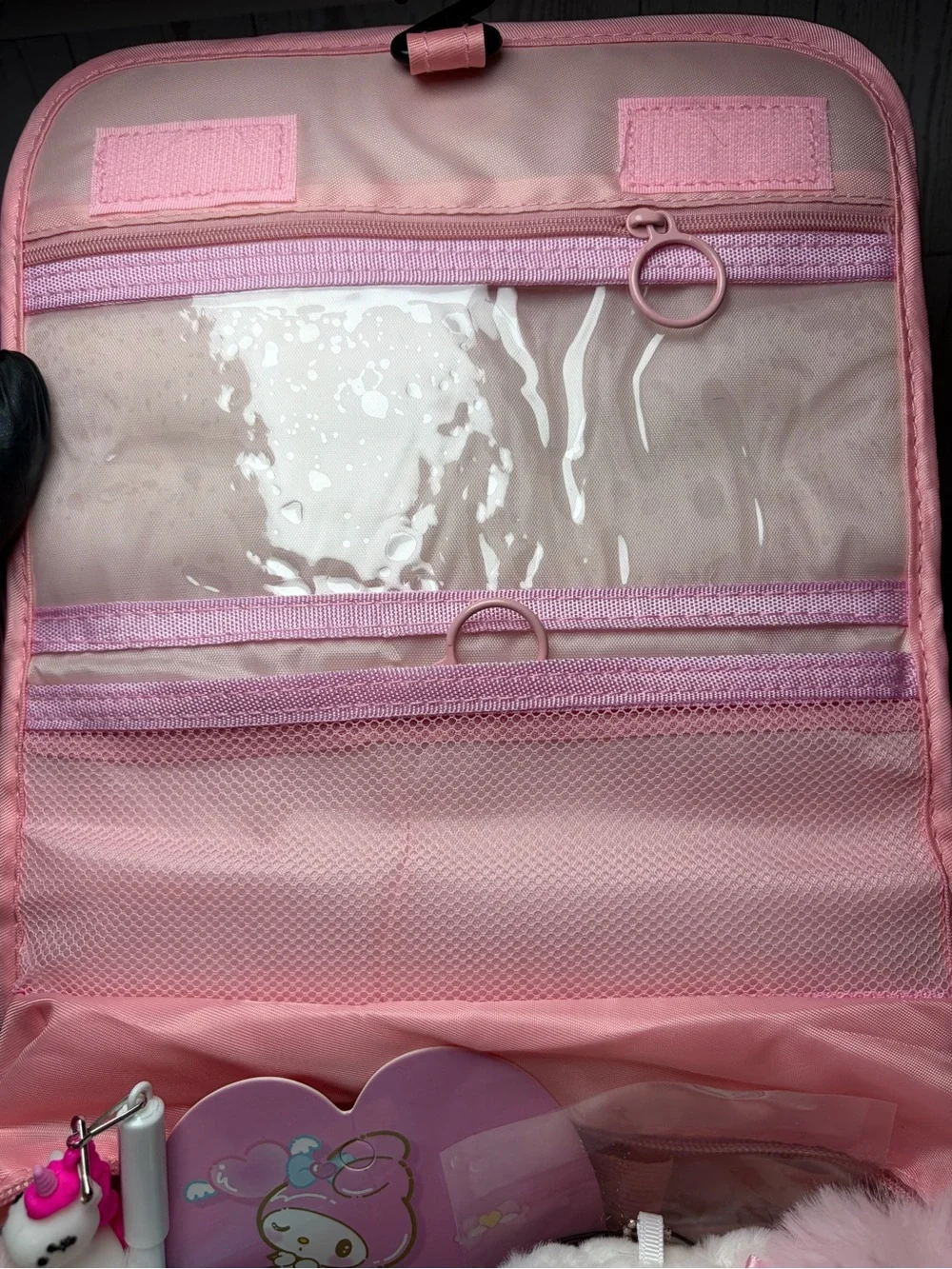 Sanrio Pink Checkered Kids Toiletry Bag with Bear Design FILLED WITH GOODIES!!